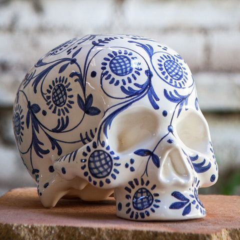 Skull Blue Flower